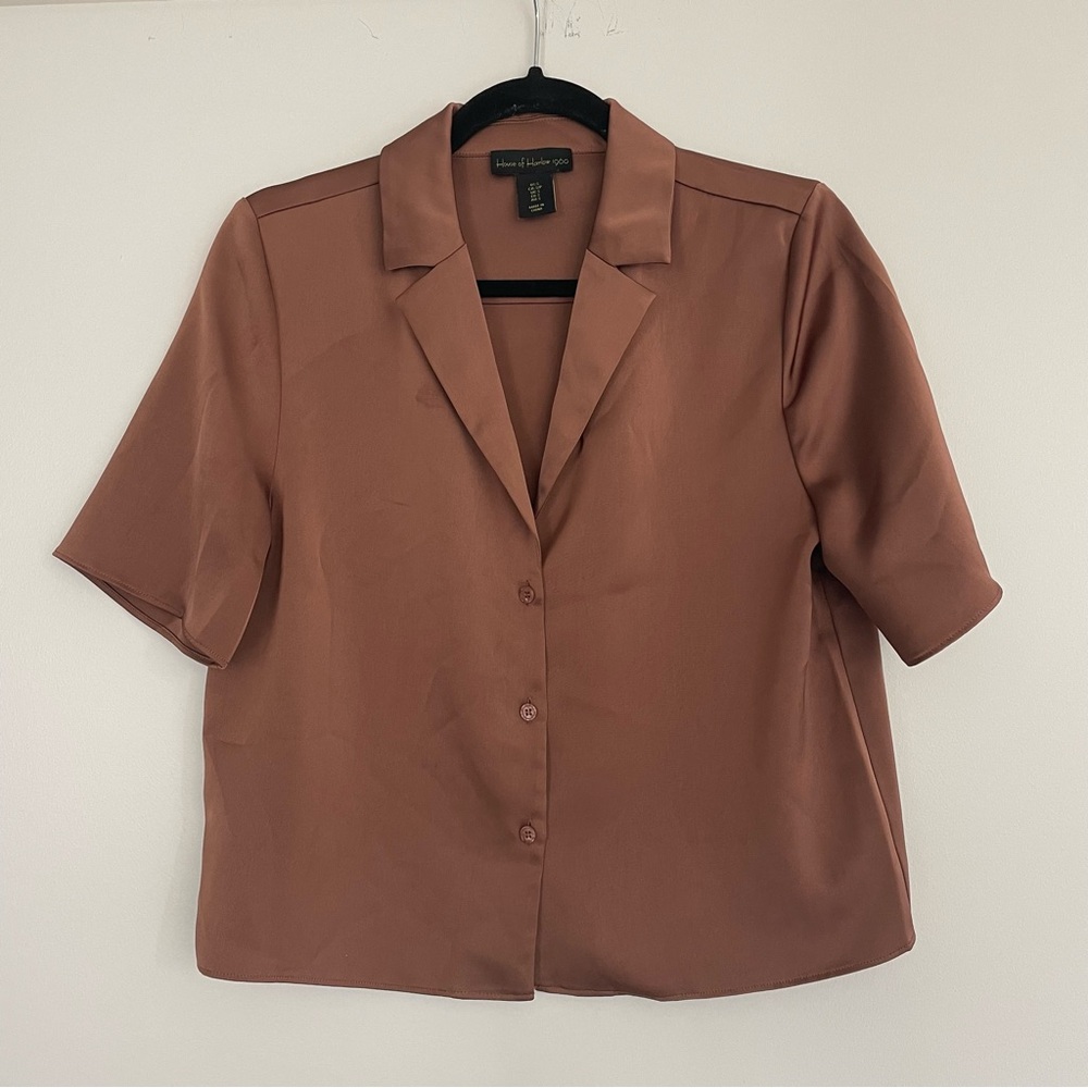 Brown Short Sleeve Women's Top